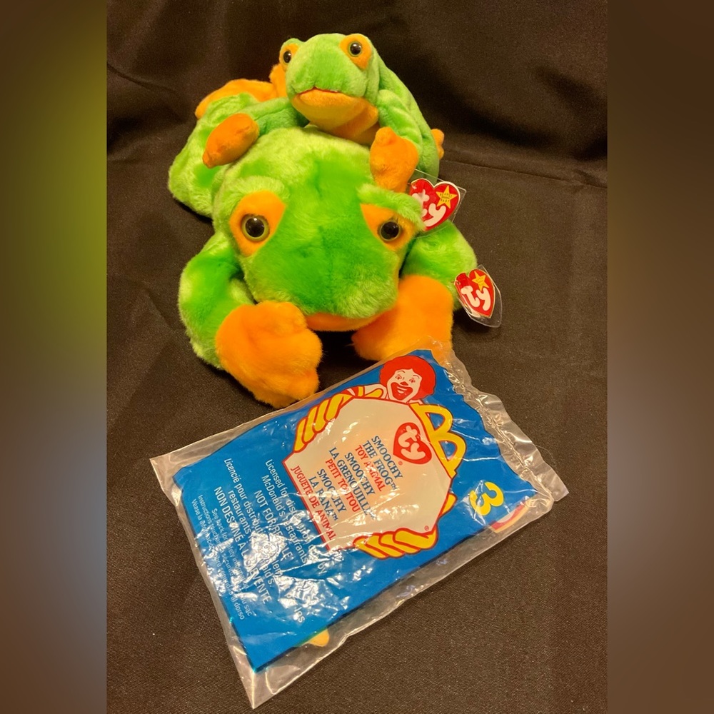 Ty “Smoochy” frog 🐸 beanie buddy, baby & McDonalds toy Smoochy